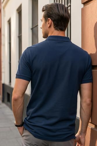Image of Louis Philippe Men's Slim Fit Solid 100% Cotton Polo T-Shirt