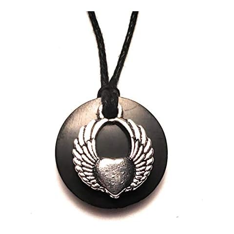 Karelia Creations Shungite Angel Wing Pendant & Necklace | Protection Filter Blocker | Grounding Cleansing Balancing | Gift Idea, Men, Women, Teens (Angel Wings) Cover