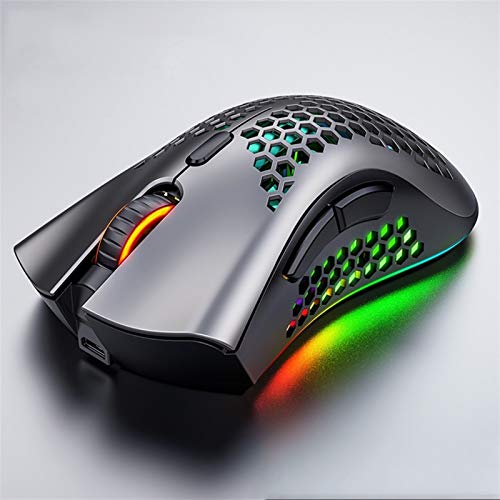 Wireless Mouse Hollow Gaming Mouse RGB Backlight Gaming Mouse Optical Notebook Computer Mouse (Color : Gray)
