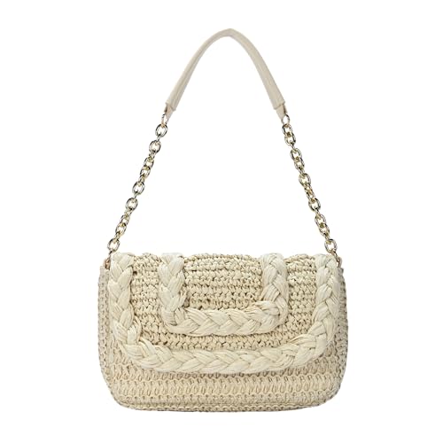 Madison West Darya Straw Shoulder Bag | Eco-Friendly Purse for Women | Stylish and Compact Shoulder Purse |