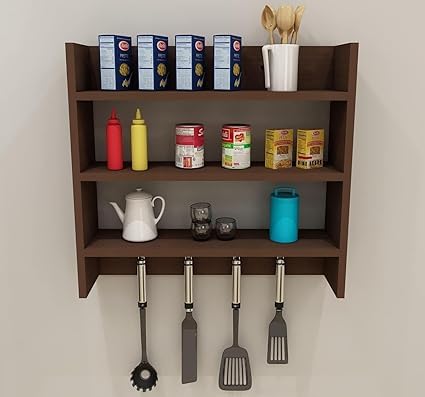 Vibe Heaven Kitchen Rack With Metal Hooks - Wenge Brown Organizer Stand ...