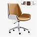 QTQHOME Modern Office Schreibtisch Stuhl,Mid Back Rolling Chair Mit Metallbeinen,Einstellbare Höhe Armlos Drehstuhl Mit Lederpolsterung-A 58x58x53cm(23x23x21inch)