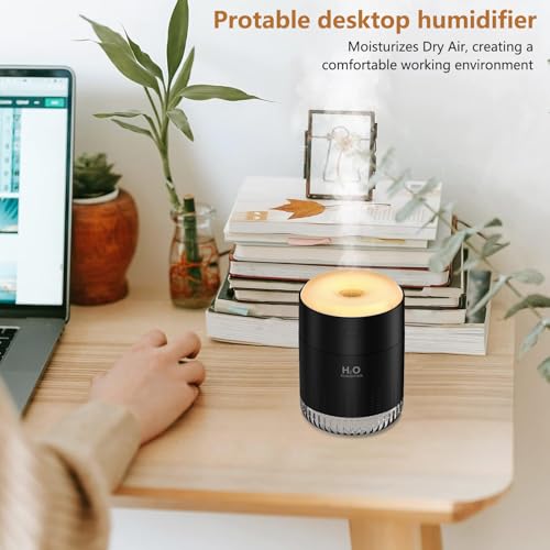 Image of Portable Mini Humidifier, Auto Shut-Off, 2 Mist Modes, Quite, Small Humidifiers for Bedroom Travel Office Desk Plants (Black)