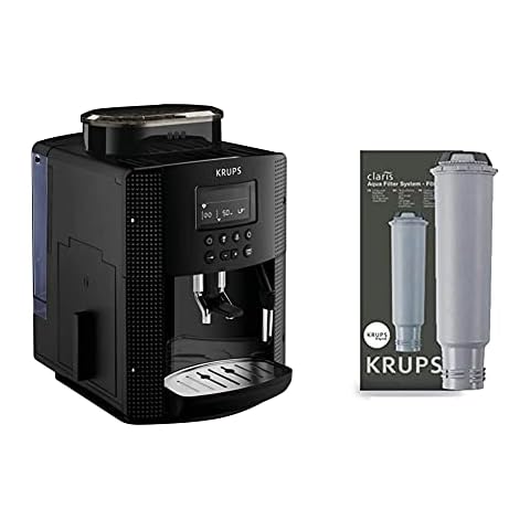 Cafetera súper automática Krups Pisa EA81P0 con 15 bares y molinillo café cónico de metal + filtro de agua F08801 Claris Cover