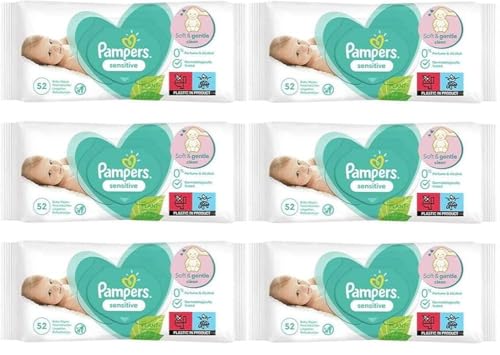PAMPERS Lingettes pour Bébé Sensibles Lingettes 6 Emballage 312 Unité