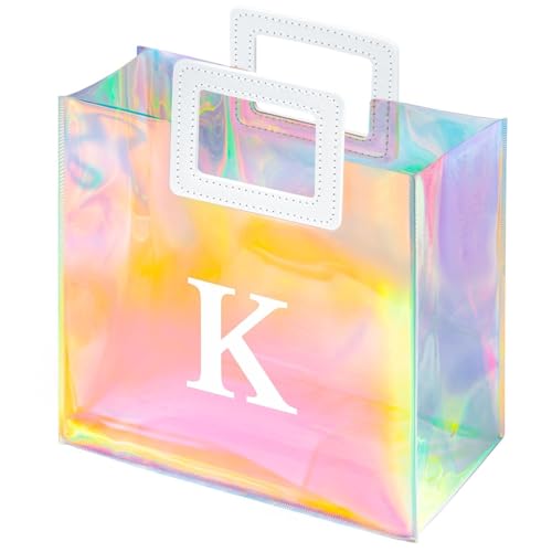VUOJUR 8.3'' Holographic Letter Gift Bag for Women Girls Birthday Personalized Reusable...