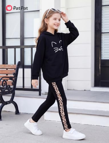 Image of PATPAT Girls 2 Piece Outfits Long Sleeve Hoodie and Leggings Clothing Set Outfits for Girls 4-12Y Fall /Winter Outfits