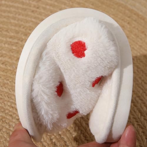 Cute Hearts Home Slippers for Women Men Indoor Cozy Open Toe Bedroom Slipper with Red Heart Fuzzy Plush Couple House Shoes Non Slip Lightweight Travel Portable4