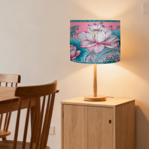 Image of Nuxovilar Lamp Shades Set of 2, 13 inch Top x 13 inch Bottom x 10 inch High (Spider) | Table lamp shades artistic lotus pattern bedroom meditation room covers light decor (Lotus)