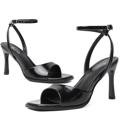 Image of Mostrin Strappy Heels for Women Square Open Toe Lace Up Heeled Sandals Ankle Strap Sexy Stiletto High Heels for Party, Prom, Dating, Wedding