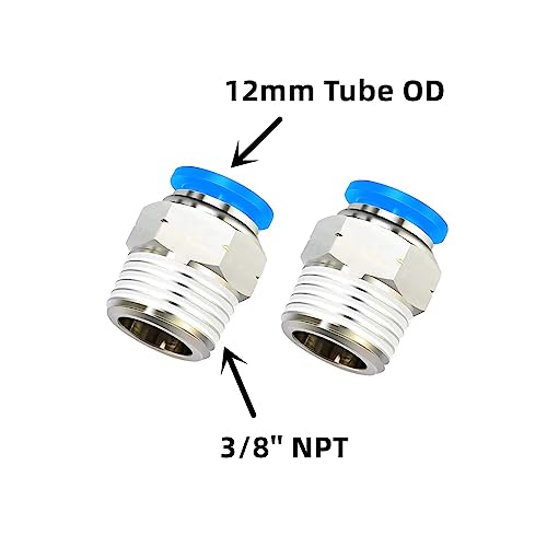 Conector recto neumatico PC12-N3 de 12mm a rosca 3/8 NPT macho 3
