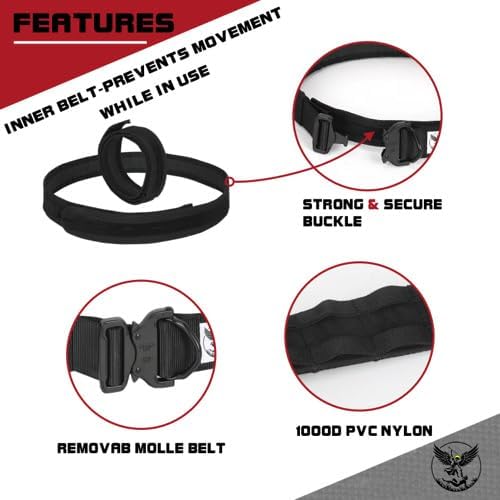 MOLLE Battle Belt - 1.5" Inner & 1.75" Outer Quick Release Tactical Heavy Duty Rigger Belt