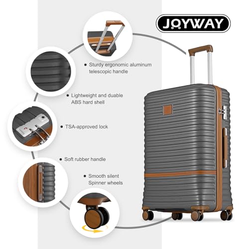Image of Joyway 28 Inch Large Luggage Hardside Suitcase with Spinner Wheel, Lightweight 3 Piece Suitcase Set with TSA Lock(Grey)