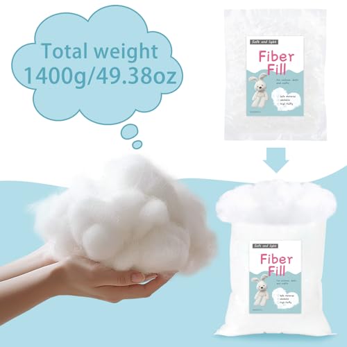Image of LOKUNN 3.09lb /1400g Polyester Fiber Fill, (2.12oz~3.97lb) Stuffing Pillow Filling Stuffing Cushion Filling, Batting High Resilience Fill Fiber for Stuffed Animals /DIY Crafts (White)