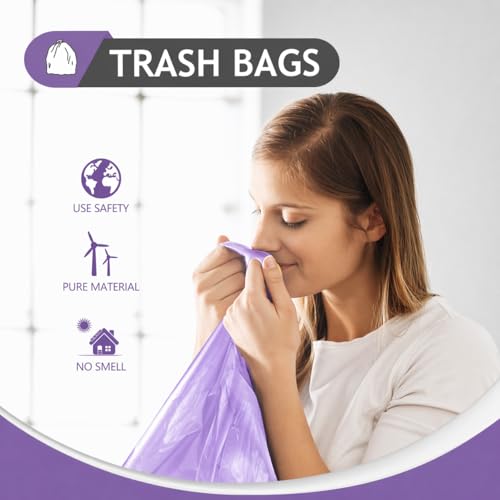 Image of Teivio Small Trash Bags 4 Gallon 160 Counts Garbage Bags, Bathroom Trash Can Bin Liners, Small Plastic Bags for home office kitchen, fit 12-15 Liter, 3,3.5,4.5 Gal, Purple