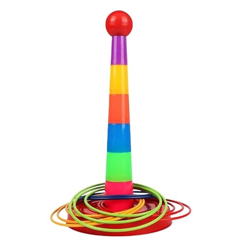 Nicear Gioco del lancio degli anelli con 18 anelli da lancio, attrezzatura per il lancio degli anelli per feste in giardino, attività in famiglia, sport scolastici