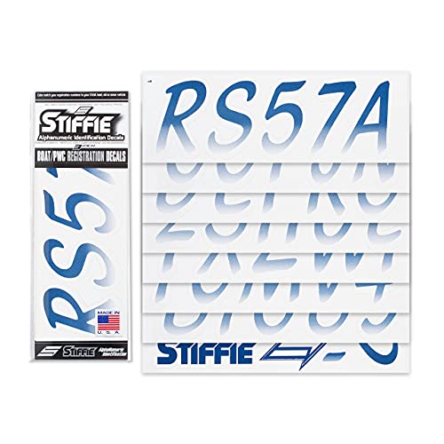 Image of STIFFIE Whipline Navy /White 3 inch Boat & PWC Registration Decals • Numbers Letters Stickers