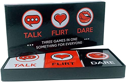 Tickles 3 in 1 Fun & Romantic Game Night Box Set with Conversation Starters, Flirty Games and Cool Dares - Choose from Talk, Flirt Or Dare Cards for Couples Adults (Ages: 18+)