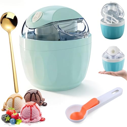 Small Home Mini Ice Cream Maker, 17oz Electric Gelato & Sorbet Machine, Quick 15-Minute DIY Dessert Maker with One-Touch Control, Single Serving of Gelato & Frozen Yogurt for Family Treats (Green)