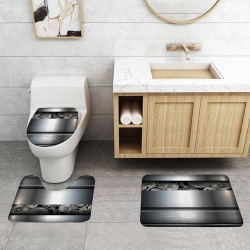 QRFASFZO Non Slip 3 Pieces Bath Mats and Toilet Mat Set Supe
