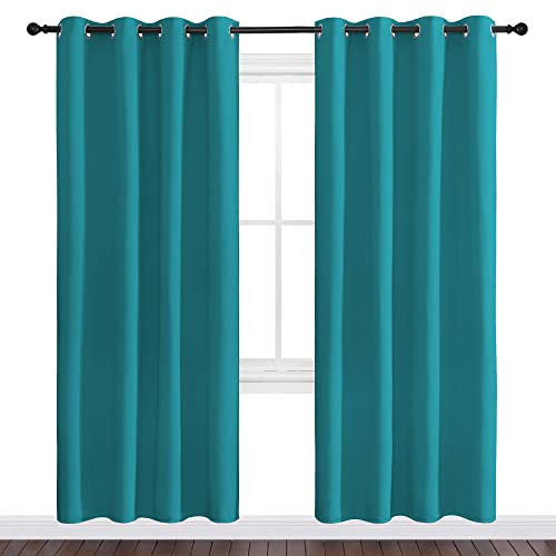 Image of NICETOWN Room Darkening Curtains 78 inch Length 2 Panels, Thermal Insulated Grommet Blackout Curtains for Modern Casual Elegant Bedroom Kids Room Theme Decoration (Peacock Teal, 2 Pieces, W55)