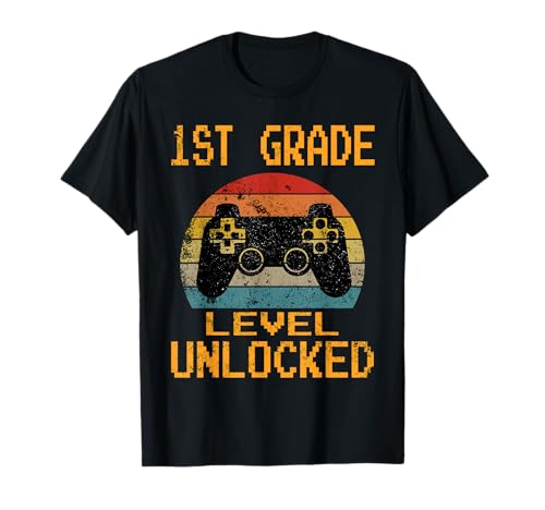 First Grade Level Unlocked Gamer 1st Day of School Boys T-Shirt