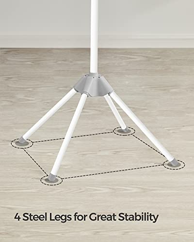 SONGMICS Clothes Airer, Clothes Drying Rack with 3 Rotatable Arms for Hangers, 4-Leg Indoor Folding Laundry Rack, Stainless Steel, for 27 Pieces of Clothes, 150 cm High, Grey and White LLR510G01 - Image 6