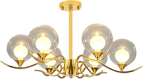 Lustre de luxe doré G9 avec abat-jour en verre contemporain