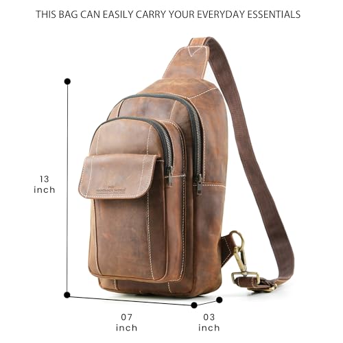 Handmade World Genuine Leather Sling Chest Crossbody Bag Backpack Small 'The RoamRush' Buffalo Hunter Leather Shoulder Travel Daypack2