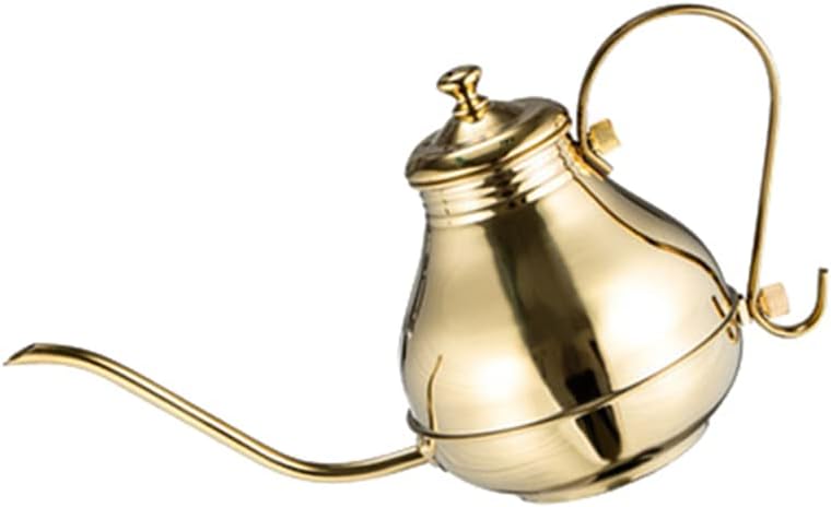 Coffee Press Fine Mouth Gooseneck Coffee Pot Long Spout Pour Over Drip Coffee Kettle Bronze 304 Stainless Steel DIY Coffe Maker Teapot Pots(Gold)