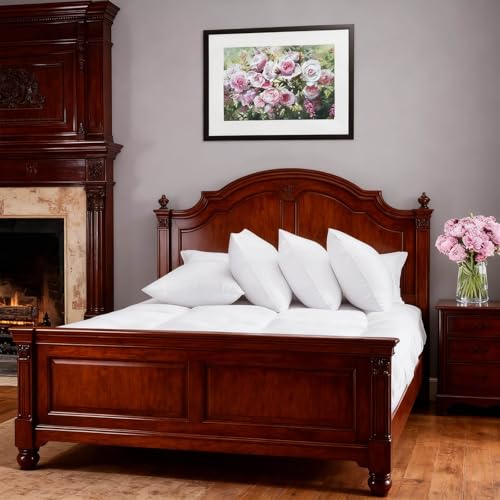 Image of Bed Pillows Standard Size Set of 2 Medium Support Pillow for Stomach Side Back Sleeper Basic Soft Down Alternative White 20x26 inches