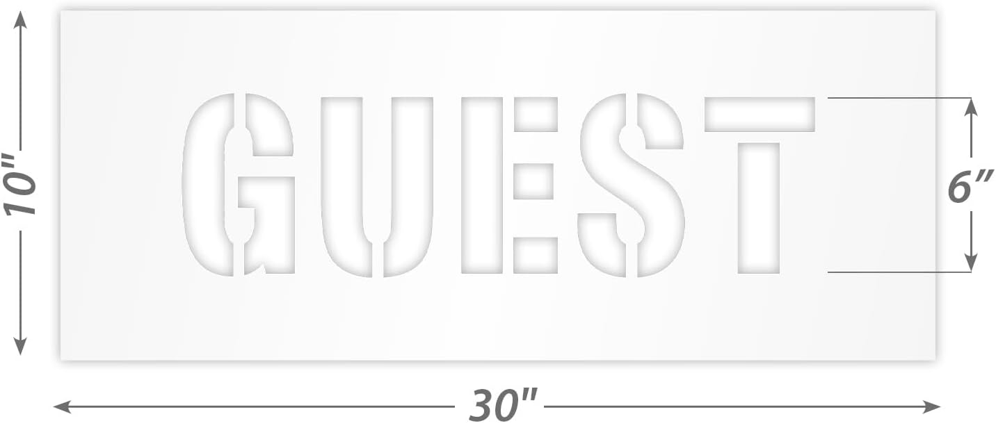 SmartSign 12 x 30 inches GUEST Reusable Stencil with 6" Letter Height, 63 Mil Plastic, Easy to Wash, for Hotels, Resorts, Residential Complexes, USA Made