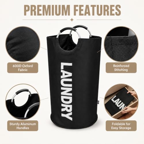 Image of 90 L Foldable Laundry Basket with Padded Aluminum Handles