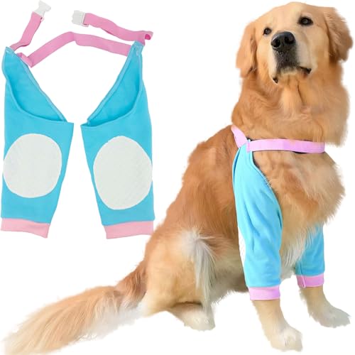 Image of Dog Elbow Pads Knee Protector Wraps Elbow Callus Treatment Sleeve for Wounds Front Legs Stop Licking Medium Large Dogs 2XL, Blue