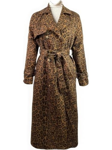 ebossy Women's Fashion Faux Suede Open Front Long Trench Coat Notched Lapel Double Breasted Maxi Overcoat with Belt2