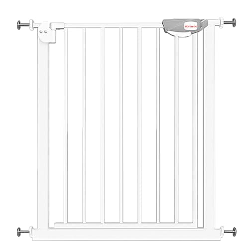 UBRAVOO Babygitter für Türen und Treppen, Höhe 100 cm, Sicherheits-Haustiergitter, Spannungstyp,automatische Schließung, hohe Ausführung, dreifache Verriegelung, offen (Breite:76-84cm) Weiß