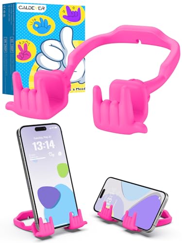 CALDEVER Stocking Stuffers for Teen Boys Girls Gifts Cell Phone Stand Upgrade Adjustable Rock on Lazy Phone Stand for Desk Cool Funny Gadget Gifts for Christmas Adult Men Women Wife 1Pack Hot Pink