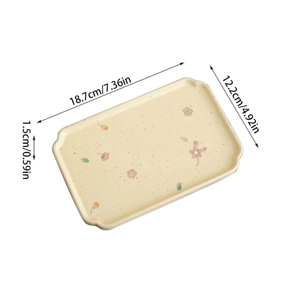 Bandeja para Servir, Creativa Bandeja de té de cerámica Pintada a Mano, Bandeja Sencilla para el hogar, Bandeja para café y refrigerios de Escritorio, bandejas para Comer en el Regazo