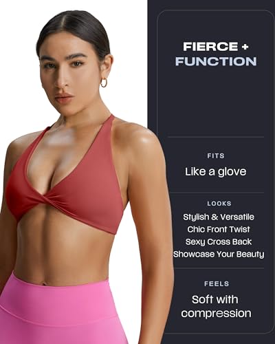 Image of Aoxjox Women's Workout Sports Bras Fitness Metamorph Sienna Twist Bra Yoga Crop Tank