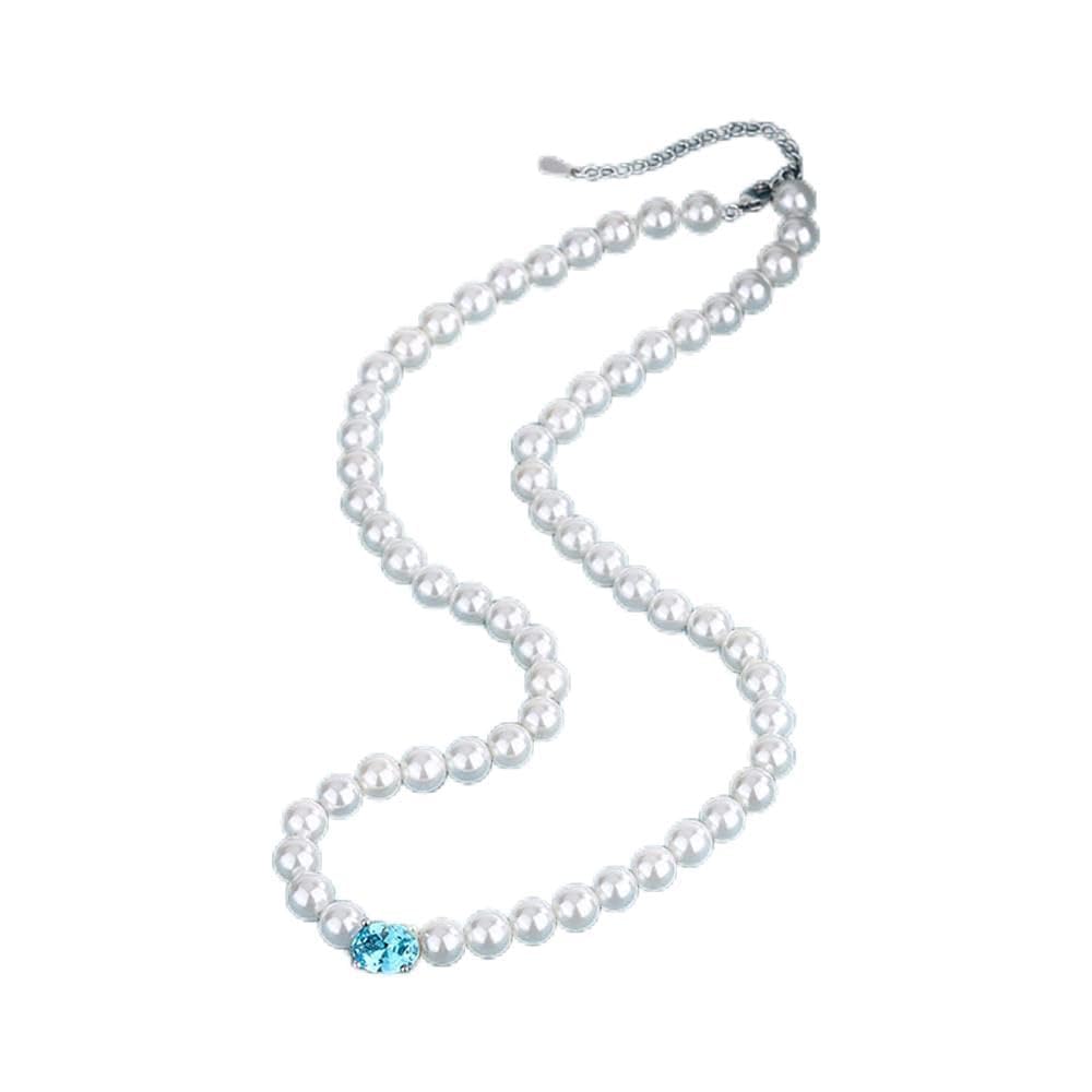 Collier Perles d'aigue-Marine véritable 7x9mm pendentif rubis émeraude bijoux pour femmes - 2