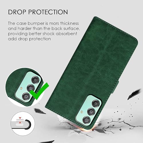 Image of amazon basics Flip Leather Mobile Cover (Soft & Flexible Back case) for Samsung Galaxy F15 5G / M15 5G (Green)