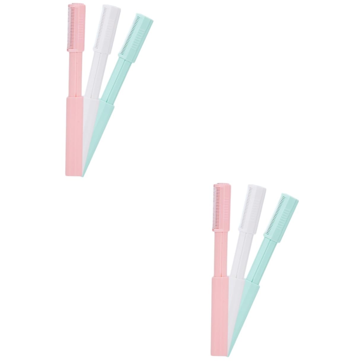 Didiseaon 2sets Brow Trimmer Razor Eyebrow Hair Remover Kit Precision Stainless Steel Blades Protective Cap Comb Design Gentle for Daily Use 3pcs*2