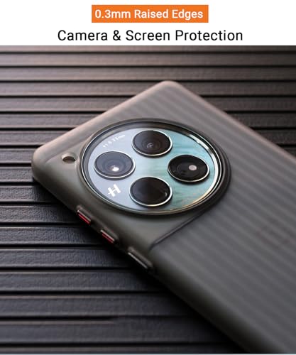 Image of Kapa Wave Frosted Grip Back Cover for OnePlus 12 | Ultra Slim [with Metal Buttons] Matte Finish Back Case (Grey)