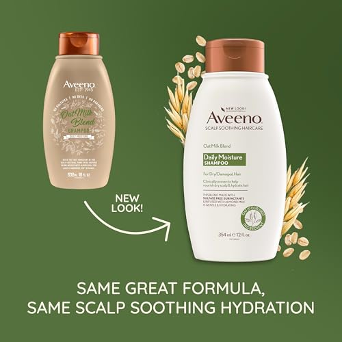 Image of Aveeno Oat Milk Blend Moisturizing Shampoo, Ultra-Hydrating, for Dry, Damaged Hair, 12 fl oz