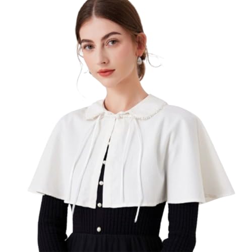 LoudSung Shawl with Collar Detachable Cape Wrap Fake Collar Cotton Top Elegant for Women Girls