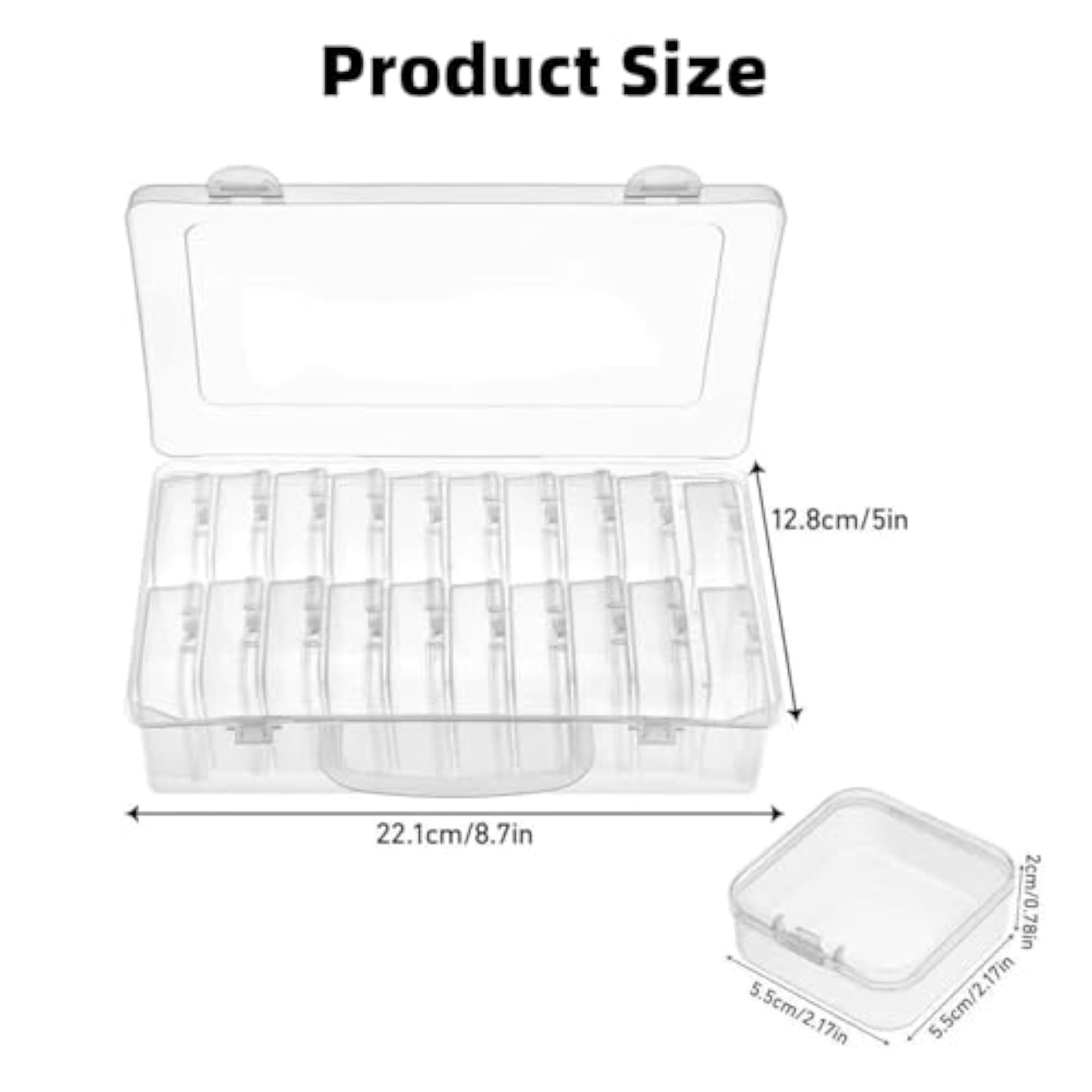 20-Grid Clear Plastic Storage Organizer Box for Jewelry and Craft Supplies
