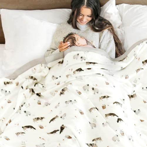Image of GRSSDER Cotton Muslin Quilt Blanket - Silky Soft and Breathable Kids' Throw Blanket, Oversized Muslin Blankets for Newborns, Toddlers & Kids, 6 Layers Reversible Design for All Seasons, 55 inch x 69 inch