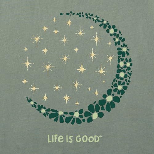 Life is Good Women's Crusher Tee, Long Sleeve Cotton Graphic T-Shirts, Crescent Moon Daisies2