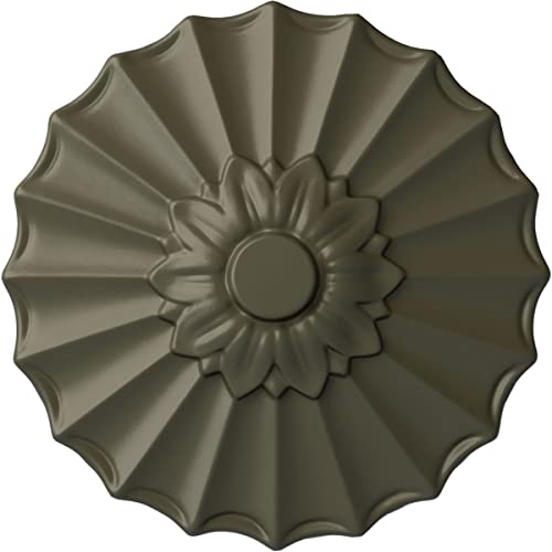 Image of Ekena Millwork CM09SHWHF 9 inchOD X 1 3 /8 inchP Shakuras Ceiling Medallion Fits Canopies Up to 1 3 /8 inch, Witch Hazel