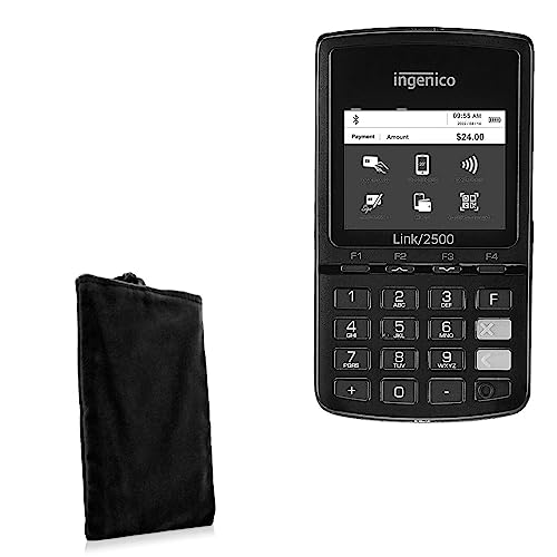 BoxWave Case Compatible with Ingenico Link/2500i - Velvet Pouch, Soft Velour Fabric Bag Sleeve with Drawstring - Jet Black